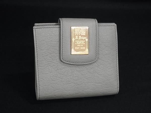 ■新品同様■ BVLGARI ブルガリ コレツィオーネ レザー 二つ折り 財布 ウォレット 小銭入れ 札入れ レディース グレー系 FW4855
