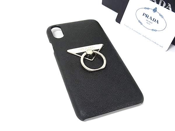 【新品】PRADA プラダ iPhoneX/XS 黒ケース 正規品　サフィアーノ □美品□ PRADA プラダ 2ZH083 サフィアーノレザー iPhone XS Max 対応