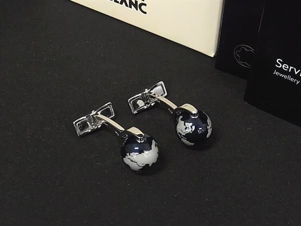 ■新品同様■ MONT BLANC モンブラン ヘリテイジ スピリット カフスボタン カフリンクス メンズ ネイビー系×シルバー系 BR3255