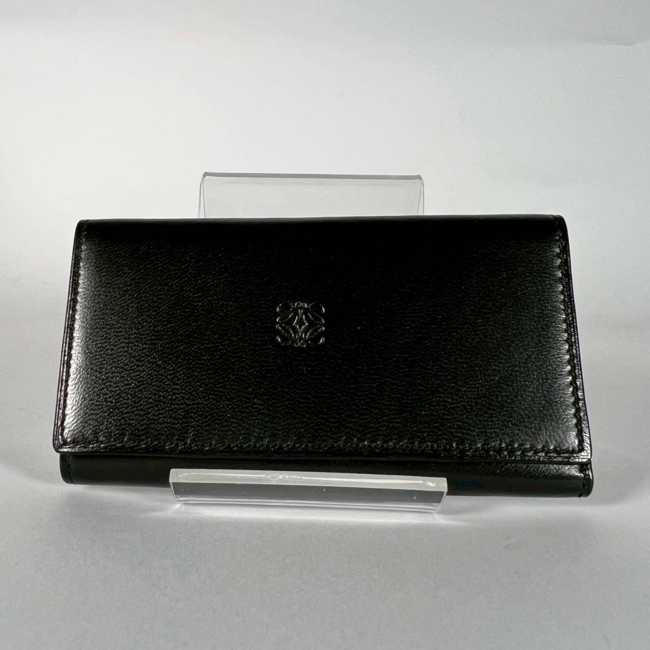 K-38 LOEWE ロエベ アナグラム キーケース 6連 ブラック レザー 保存袋 64-10-260522 4-4