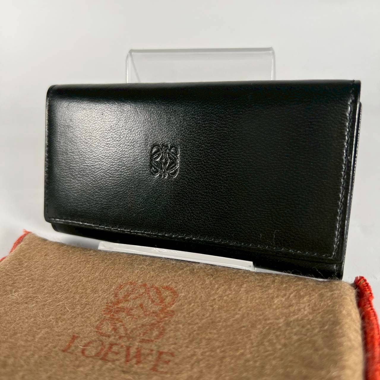 K-38 LOEWE ロエベ アナグラム キーケース 6連 ブラック レザー 保存袋 64-10-260522 4-4
