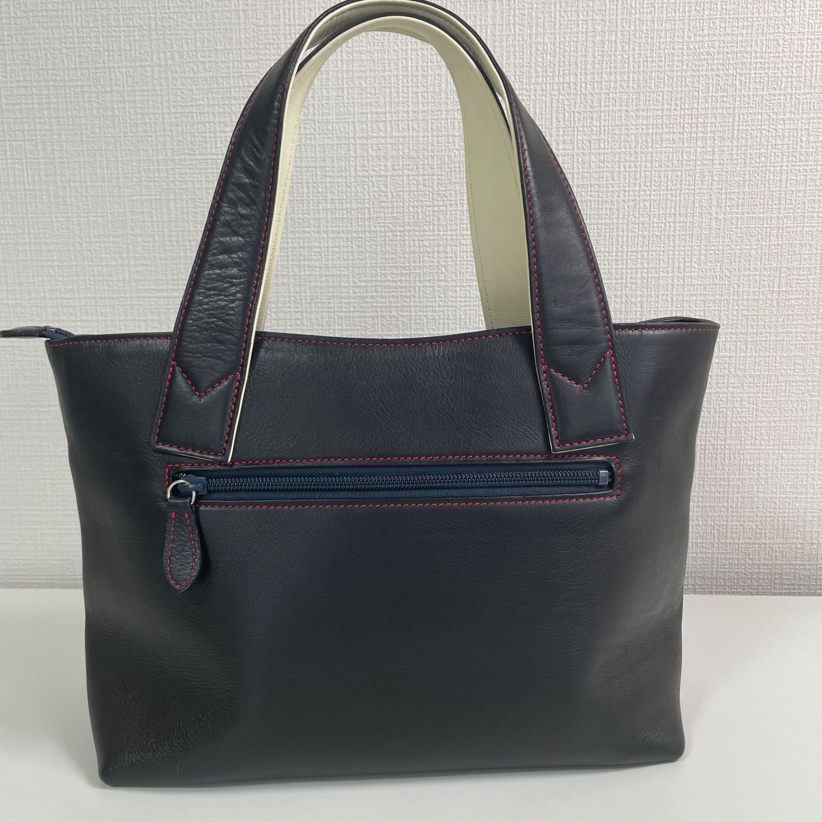 美品 Kitamura2 トートバッグ ネイビーレッドステッチ - メルカリ