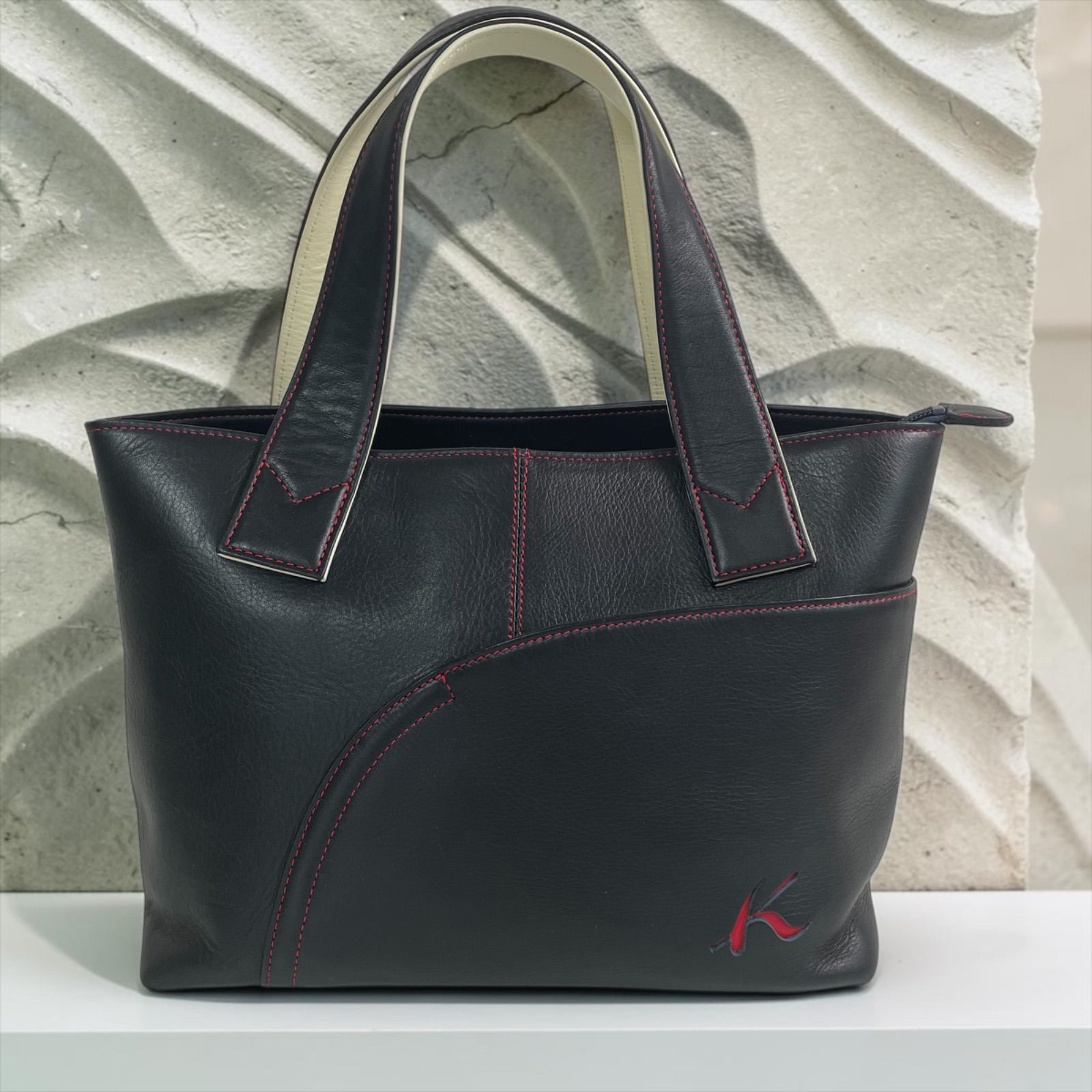 美品 Kitamura2 トートバッグ ネイビーレッドステッチ - メルカリ