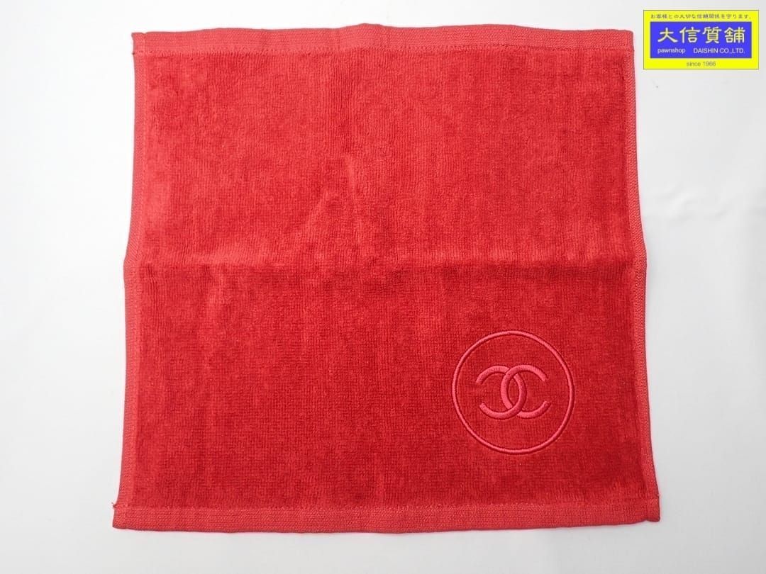 CHANEL BEAUTE シャネル ココマーク コットン ハンドタオル レッド
