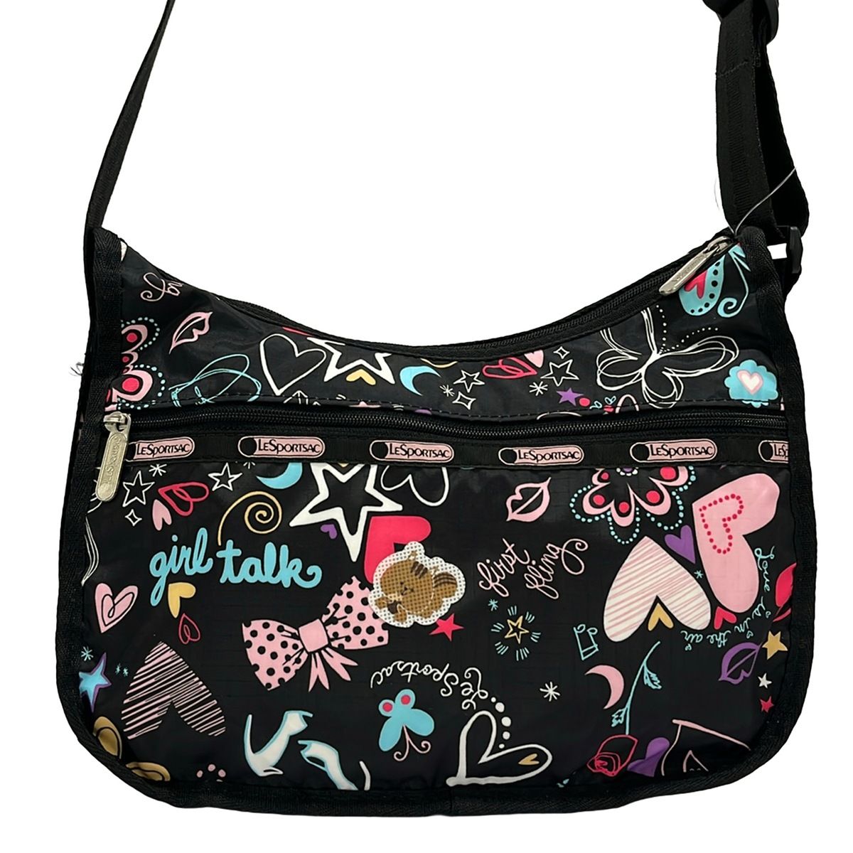 LESPORTSAC(レスポートサック) ショルダーバッグ 黒×ピンク×マルチ 