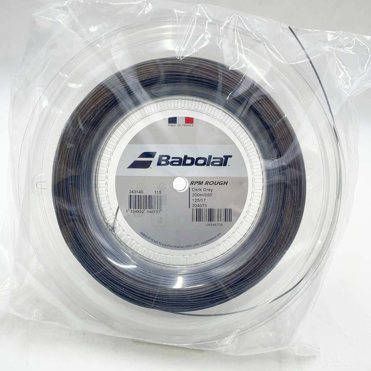 【未使用】バボラ RPM ROUGH 125 硬式テニス ストリング ガット 200m ロール ダークグレー 243140 BABOLAT 1.25mm