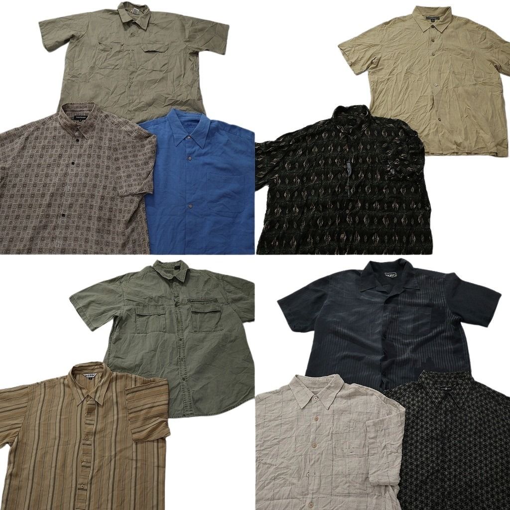 古着卸 まとめ売り 総柄 半袖シャツ 10枚セット (メンズ Ｍ /Ｌ ) プルオーバー ハイビスカス マルチカラー NA4197 1円スタート