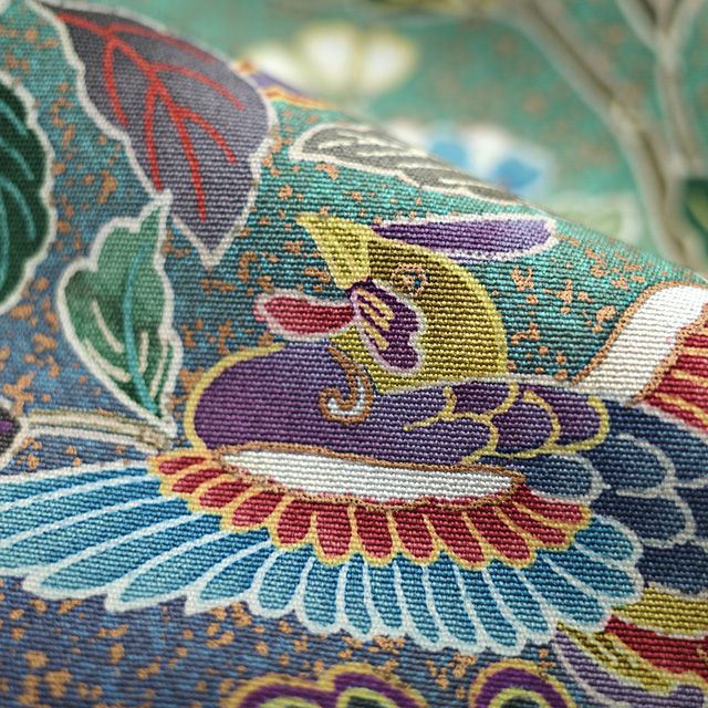 新古品】 訪問着 着物 正絹 袷 手染め 金彩加工 水色 ブルー系 花鳥