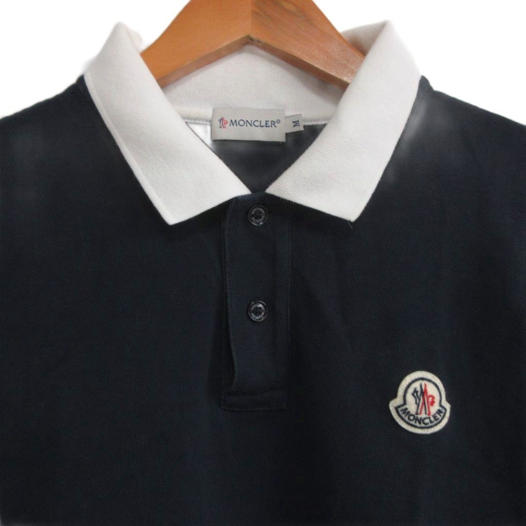 モンクレール MONCLER ポロシャツ 半袖 ロゴワッペン 鹿の子 M