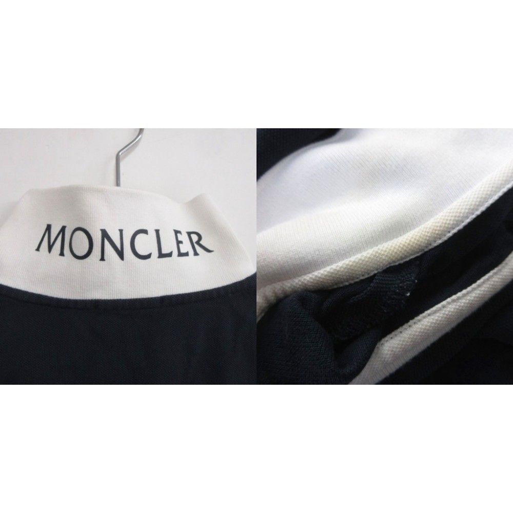 モンクレール MONCLER ポロシャツ 半袖 ロゴワッペン 鹿の子 M