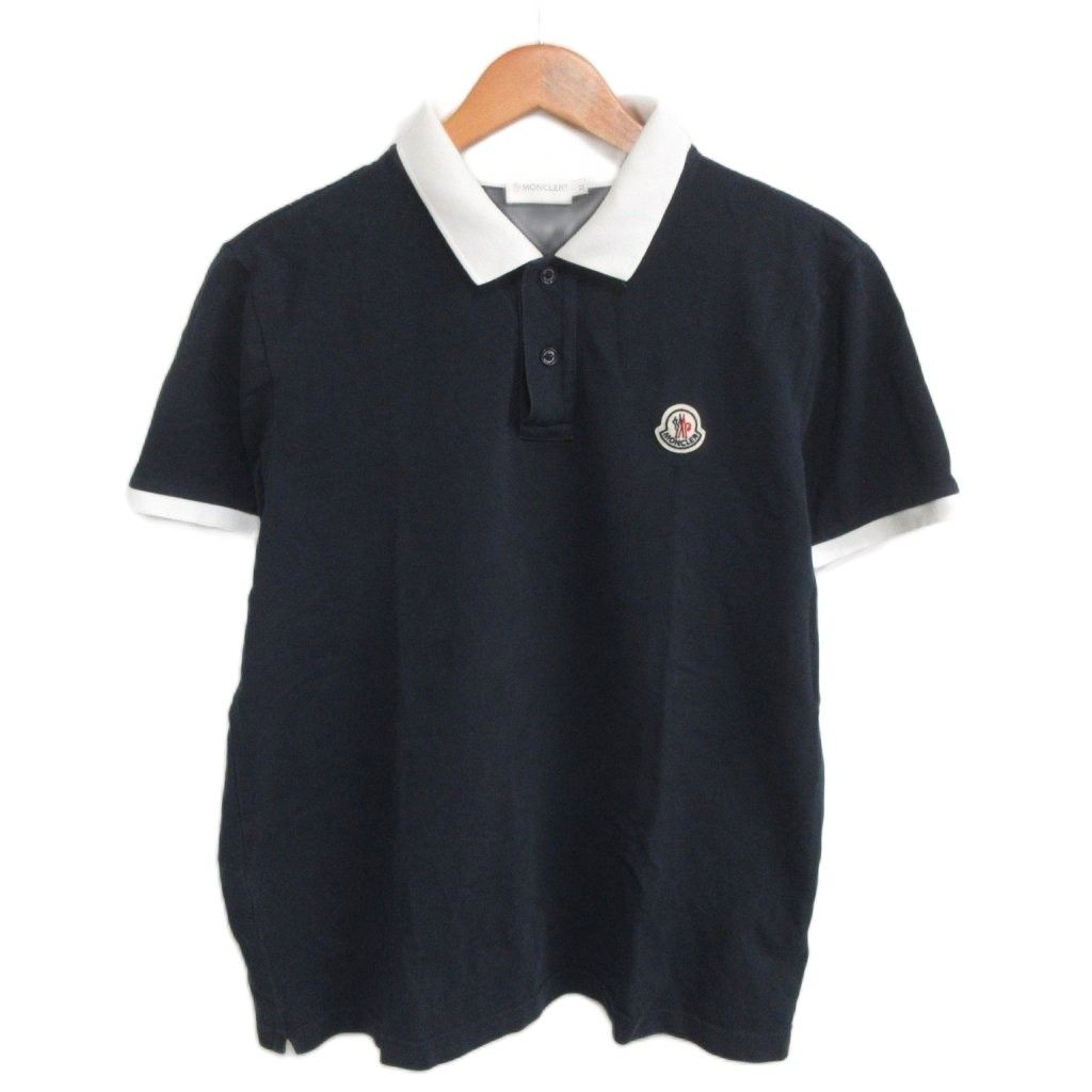 モンクレール MONCLER ポロシャツ 半袖 ロゴワッペン 鹿の子 M