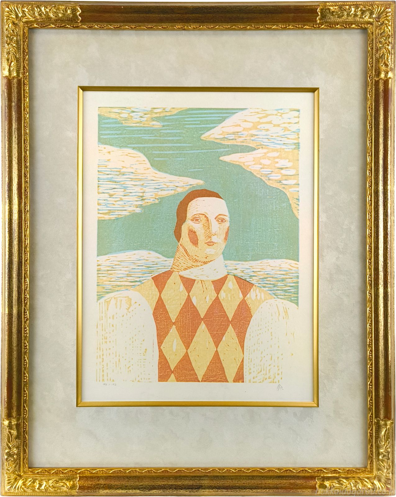 有元利夫 「雲のアルルカン」 木版画 絵画