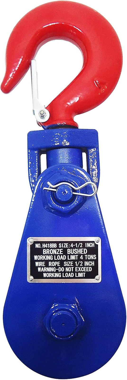 PeroTools スナッチブロック 4トン ブロック滑車 フック式 スイベルタイプ レッカー車 トラック レッカー用品 ロードサービス (ブルー)