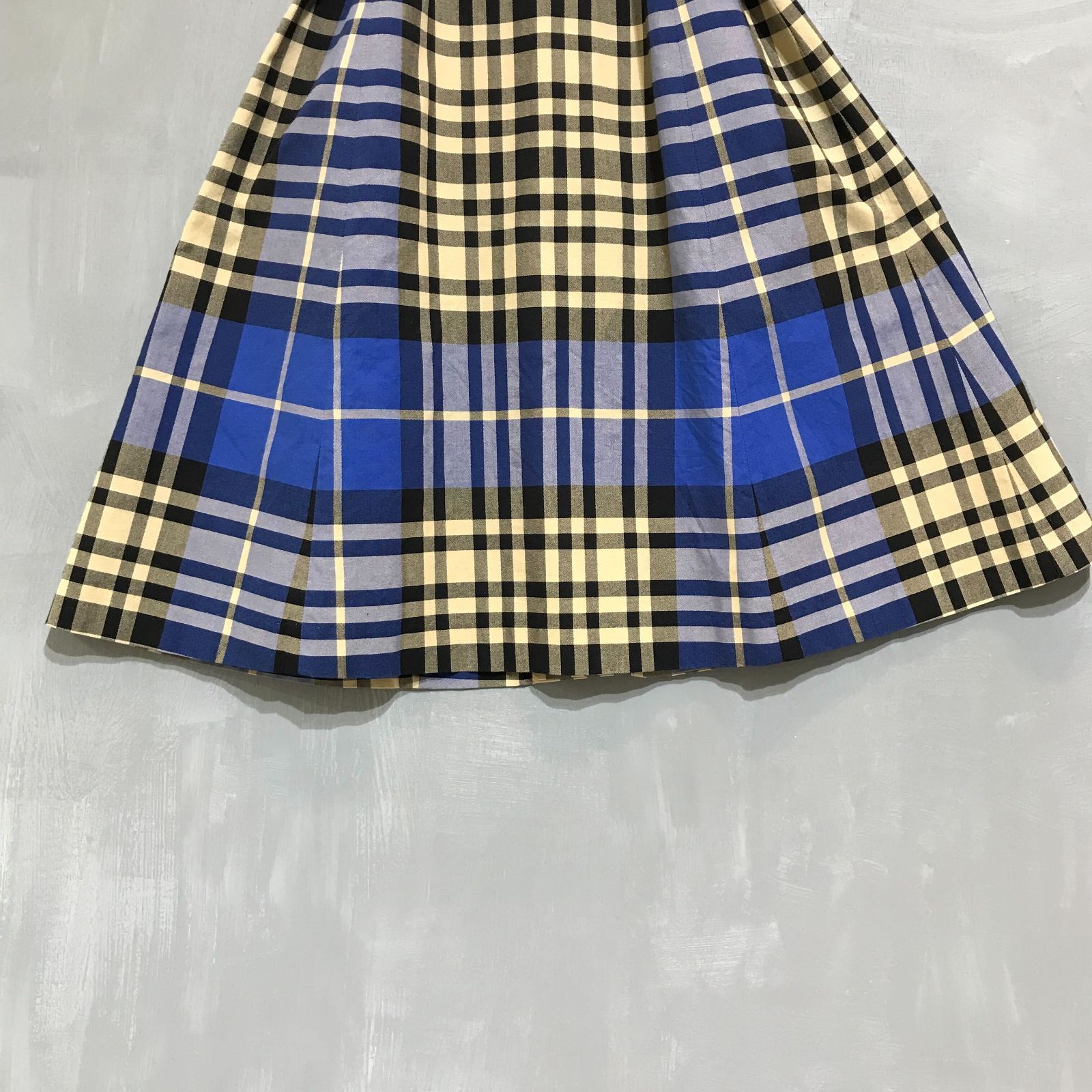 美品 ヨークランド レトロ チェック ベルト付 ワンピース Aライン