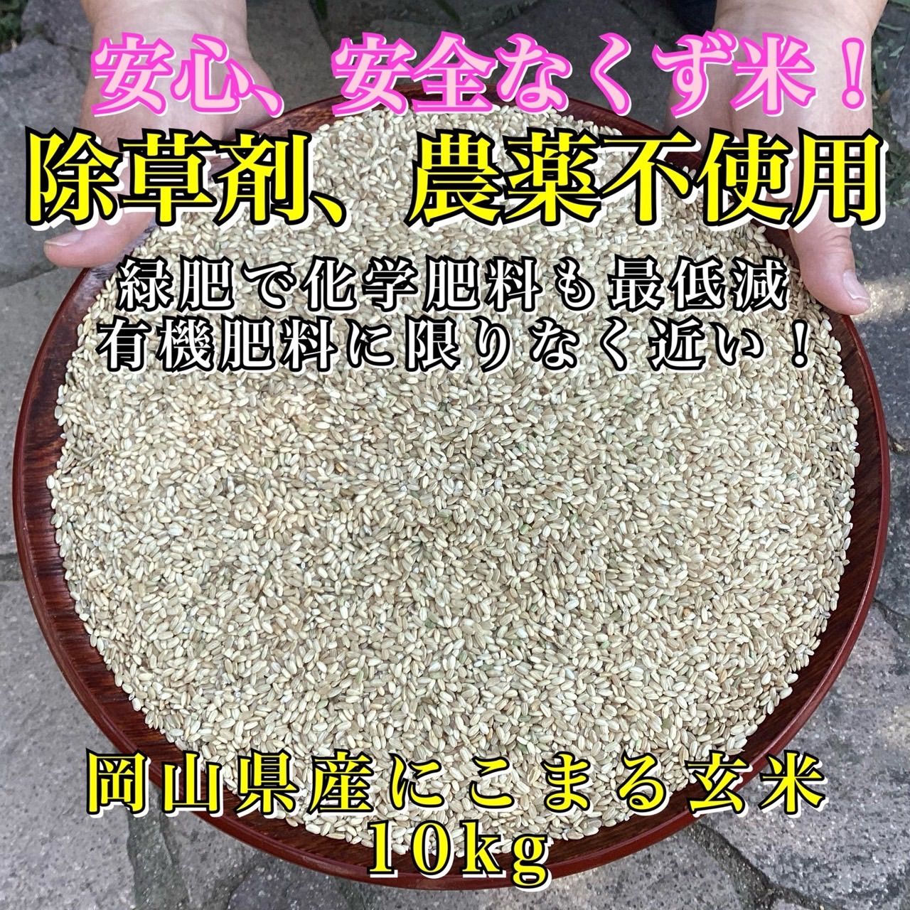 岡山県産　農薬、除草剤不使用　にこまる　玄米10㎏ くず米 岡山県産 農薬､除草剤不使用 にこまる10㎏ - メルカリ
