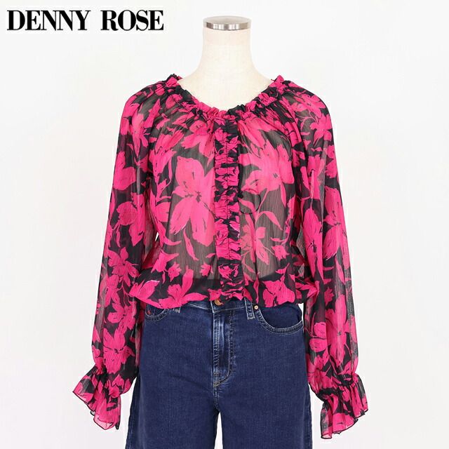 デニーローズ DENNY ROSE レディース 長袖ブラウス シャドーフラワー 