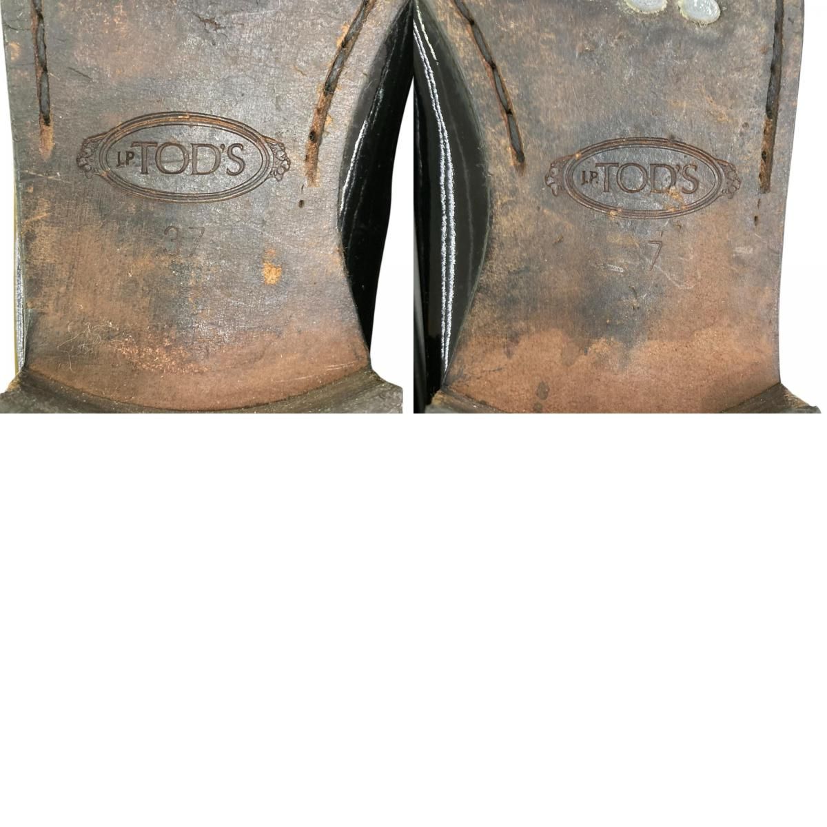 186005 現状品 TOD'S トッズ ローファー 24cm ブラック パテントレザー