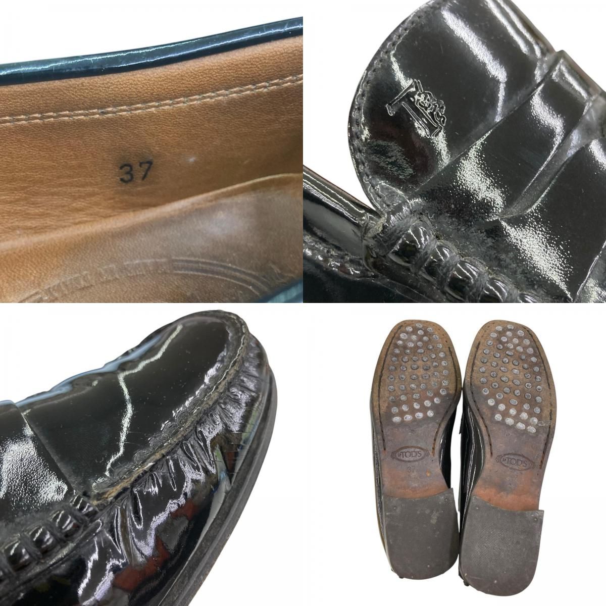 186005 現状品 TOD'S トッズ ローファー 24cm ブラック パテントレザー