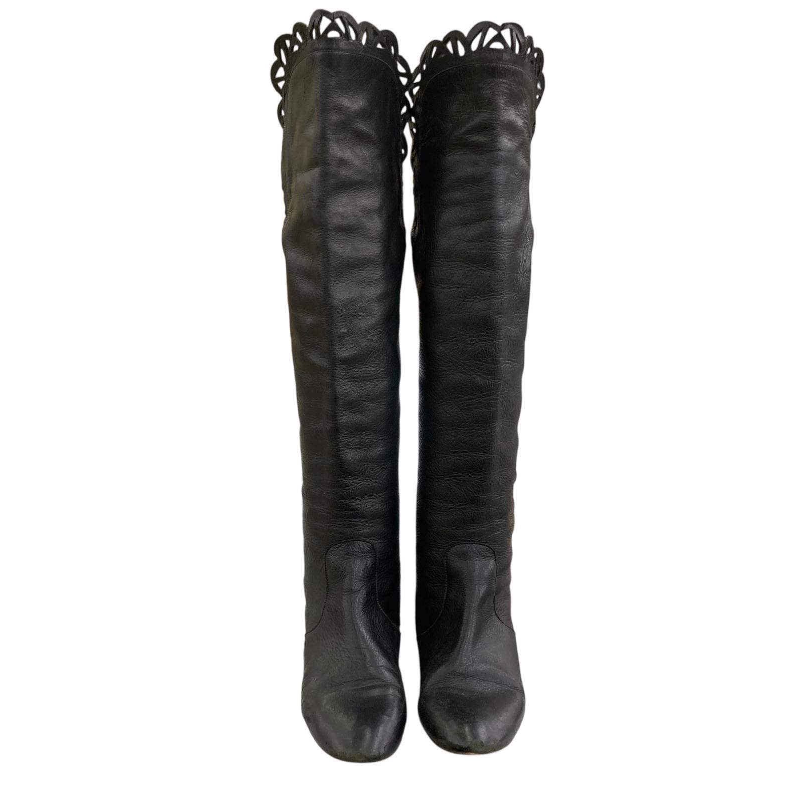 186005 現状品 Chloe クロエ ロングブーツ 36 23cm ブラック レザー