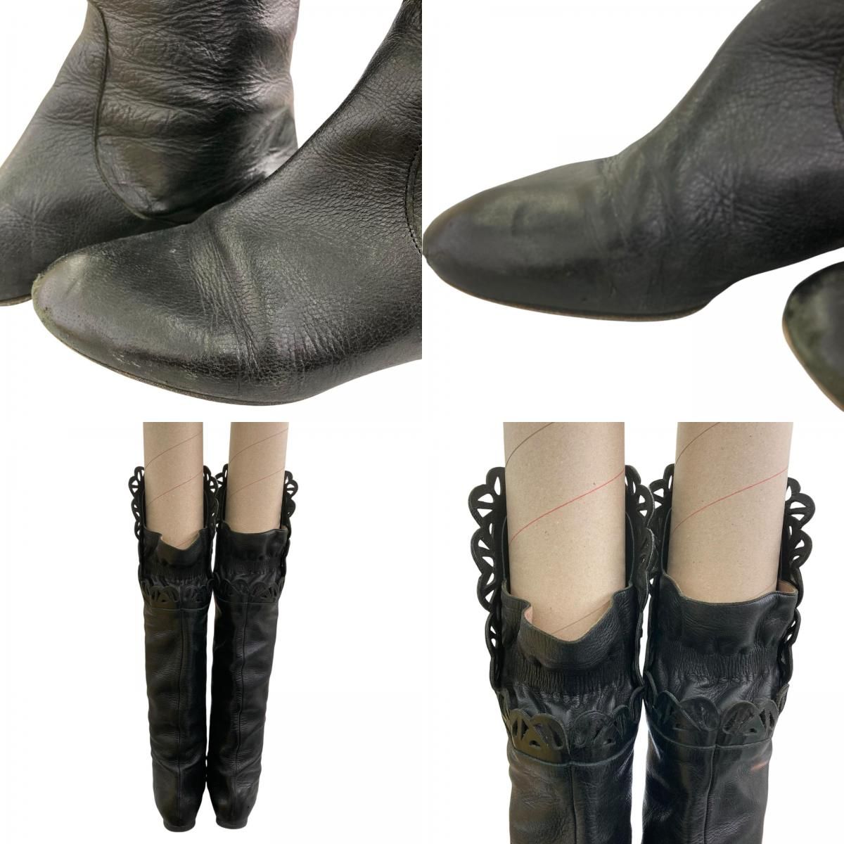 186005 現状品 Chloe クロエ ロングブーツ 36 23cm ブラック レザー