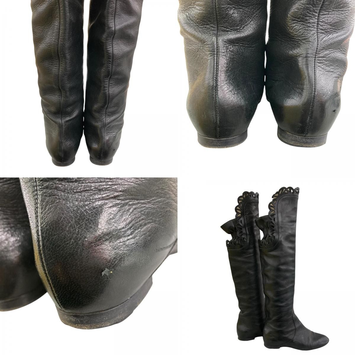 186005 現状品 Chloe クロエ ロングブーツ 36 23cm ブラック レザー