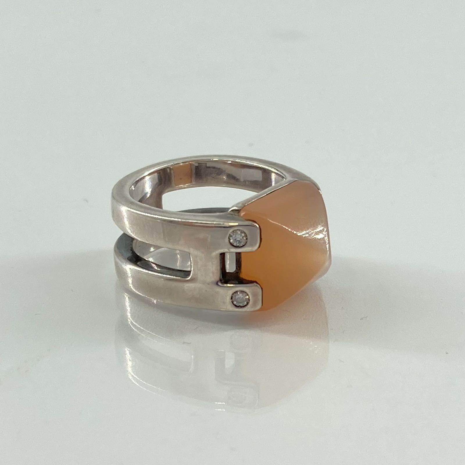 HERMES(エルメス) メドール ムーンストーン 4Pダイヤモンド リング 