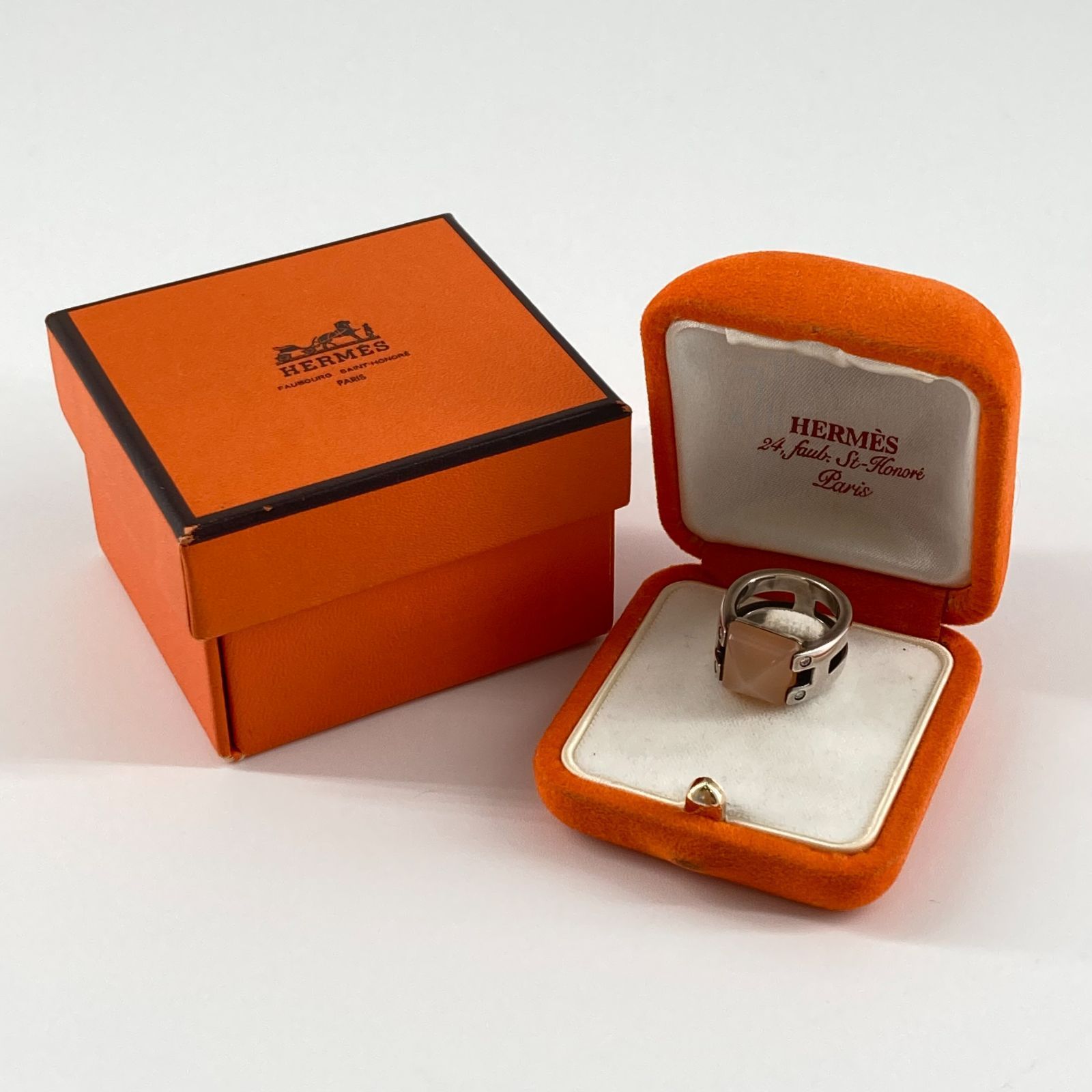 HERMES(エルメス) メドール ムーンストーン 4Pダイヤモンド リング