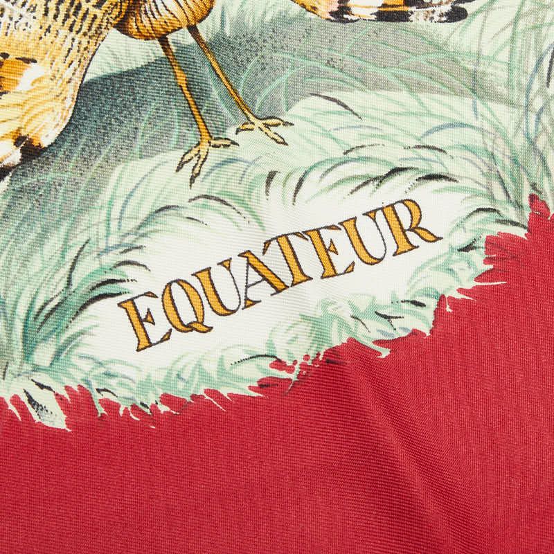エルメス カレ90 EQUATEUR 赤道直下 スカーフ 大判 レッド マルチ