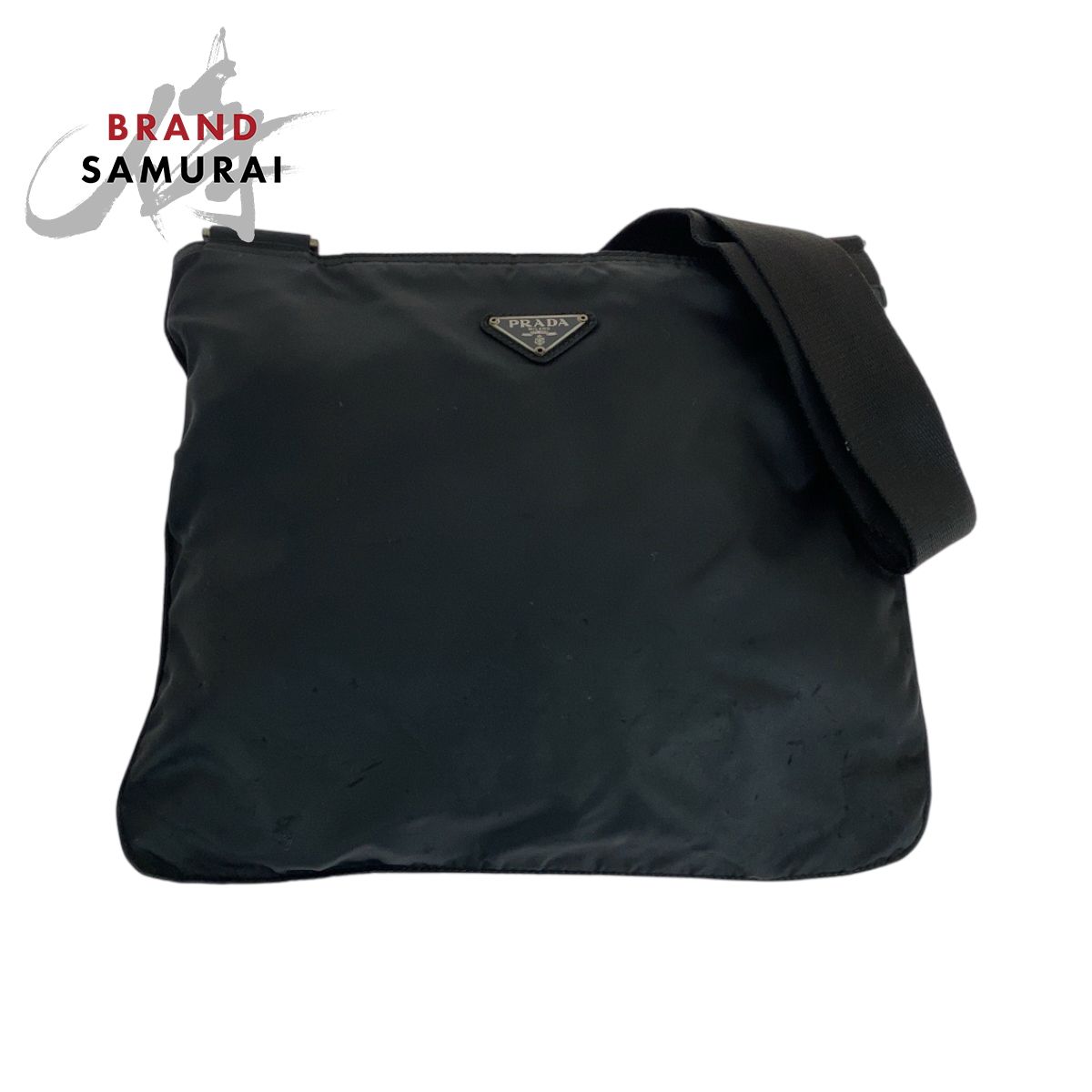 PRADA プラダ テスート 三角ロゴプレート ブラック 黒 シルバー金具