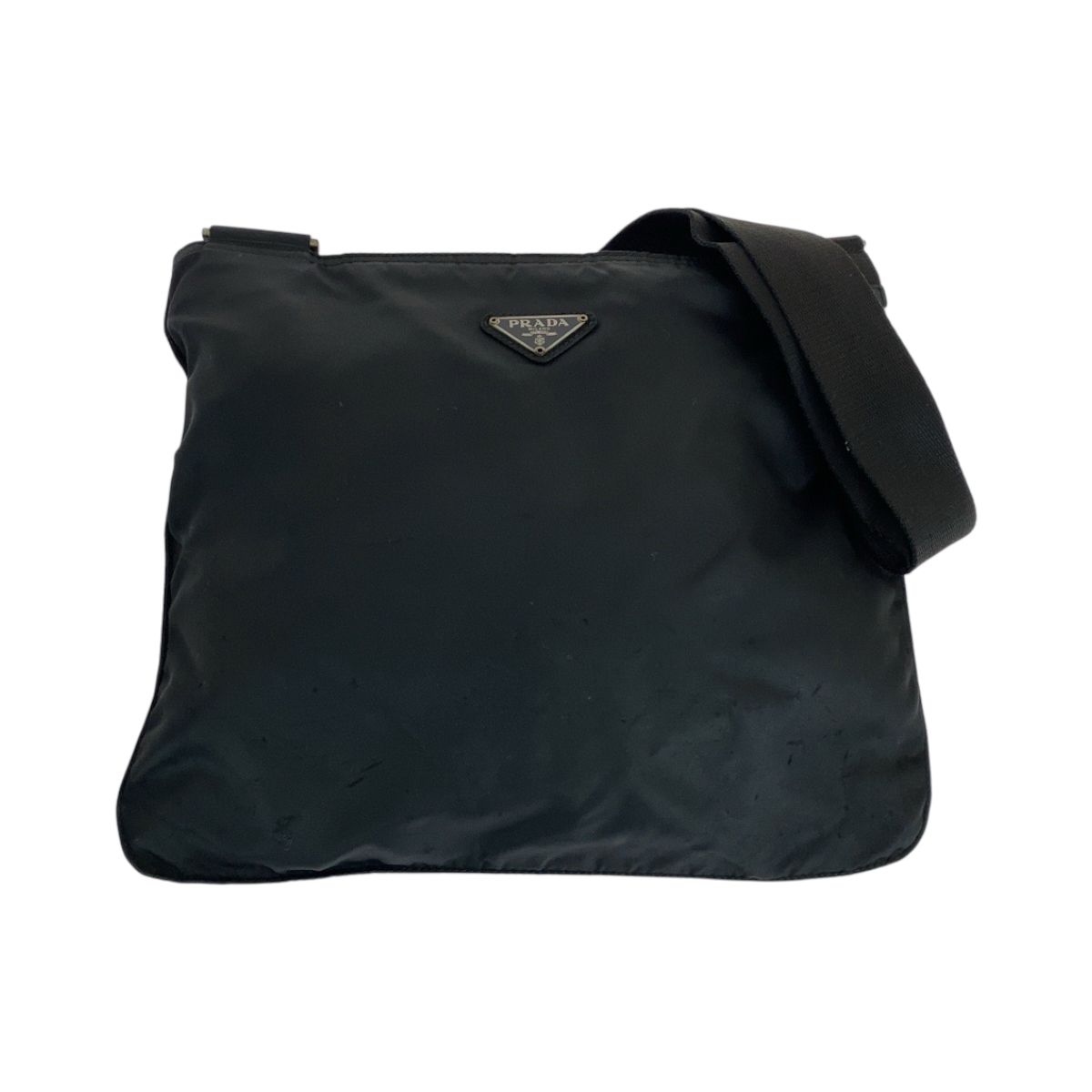 PRADA プラダ テスート 三角ロゴプレート ブラック 黒 シルバー金具