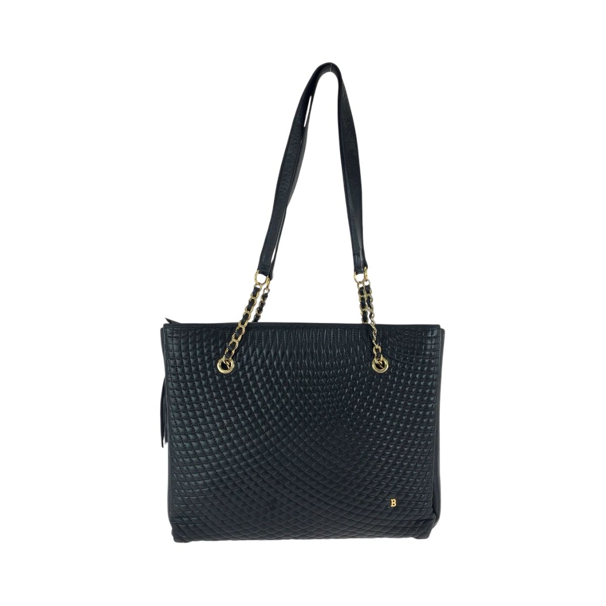 美品 BALLY バリー ヴィンテージ キルティング フリンジ ブラック 黒 