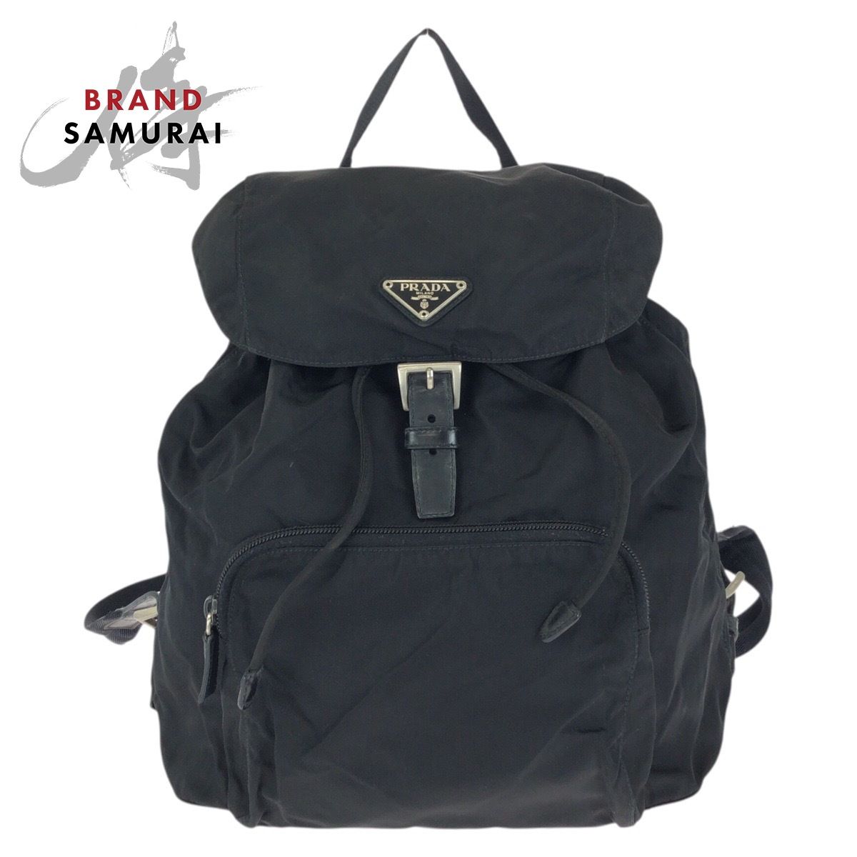 PRADA プラダ テスート 三角ロゴプレート ブラック 黒 シルバー金具