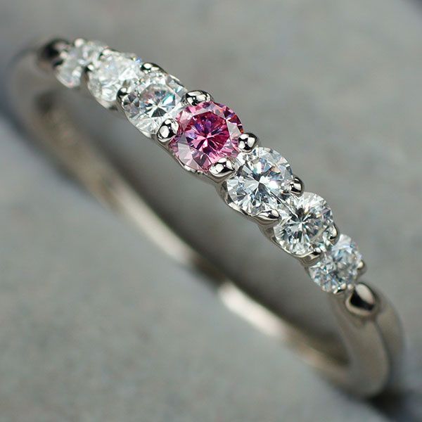 Pt900 天然ビビッドピンクダイヤモンド リング 0.095ct FVPP I1 D0