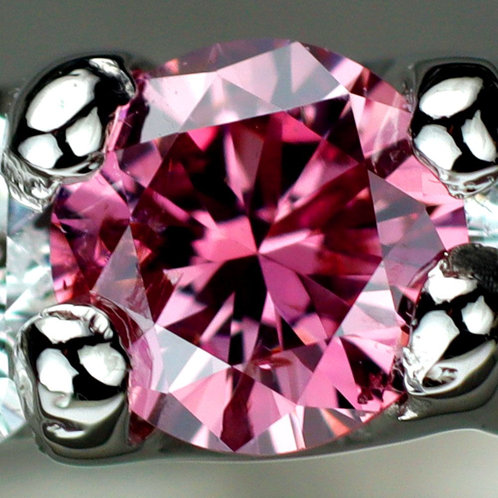Pt900 天然ビビッドピンクダイヤモンド リング 0.095ct FVPP I1 D0
