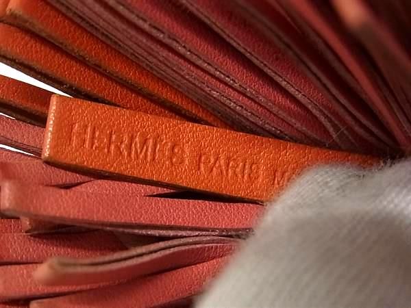 最終値下げHERMES カルメン キーリング レザーオレンジ ベージュ タッセル HERMES エルメス カルメン レザー タッセル キーホルダー キーリング