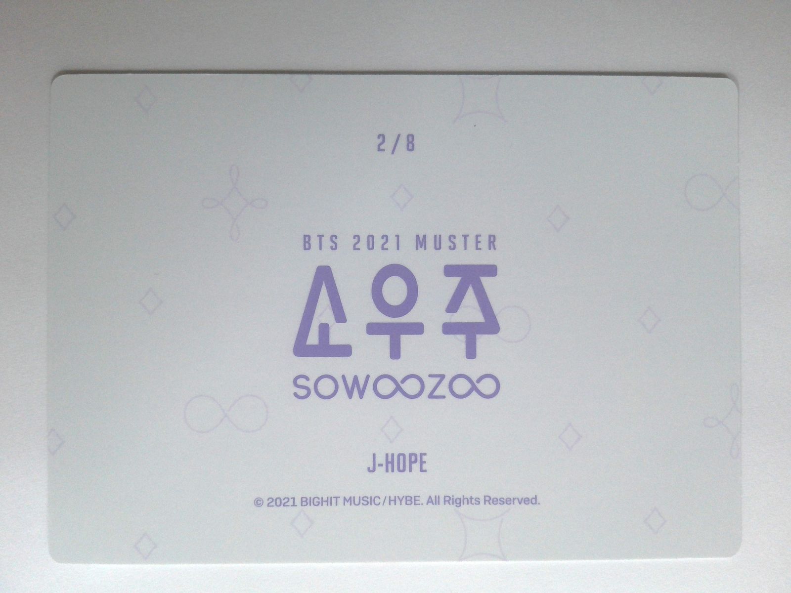 BTS J-HOPE トレカ 2021 MUSTER SOWOOZOO ミニフォトカード (2/8