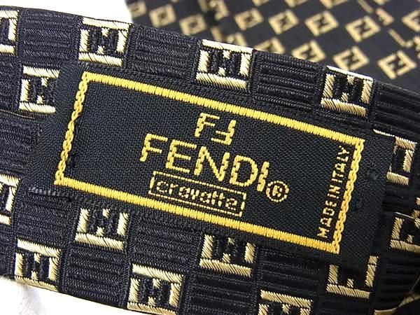 □極美品□ FENDI フェンディ ズッカ柄 シルク100％ ネクタイ ビジネス