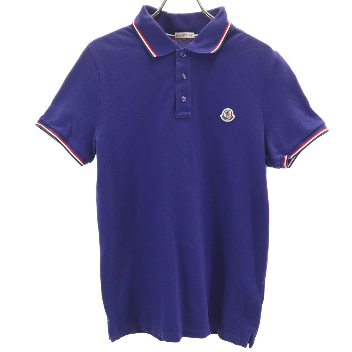 【MONCLER GAMME BLEU】 廃盤 マルチカラー 半袖ポロシャツ MONCLER モンクレール 半袖 MAGLIA ポロシャツ S 青紫 メンズ 古着