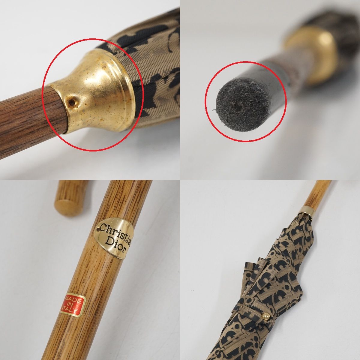 傘 Christian Dior クリスチャンディオール USED品 トロッター柄 天然