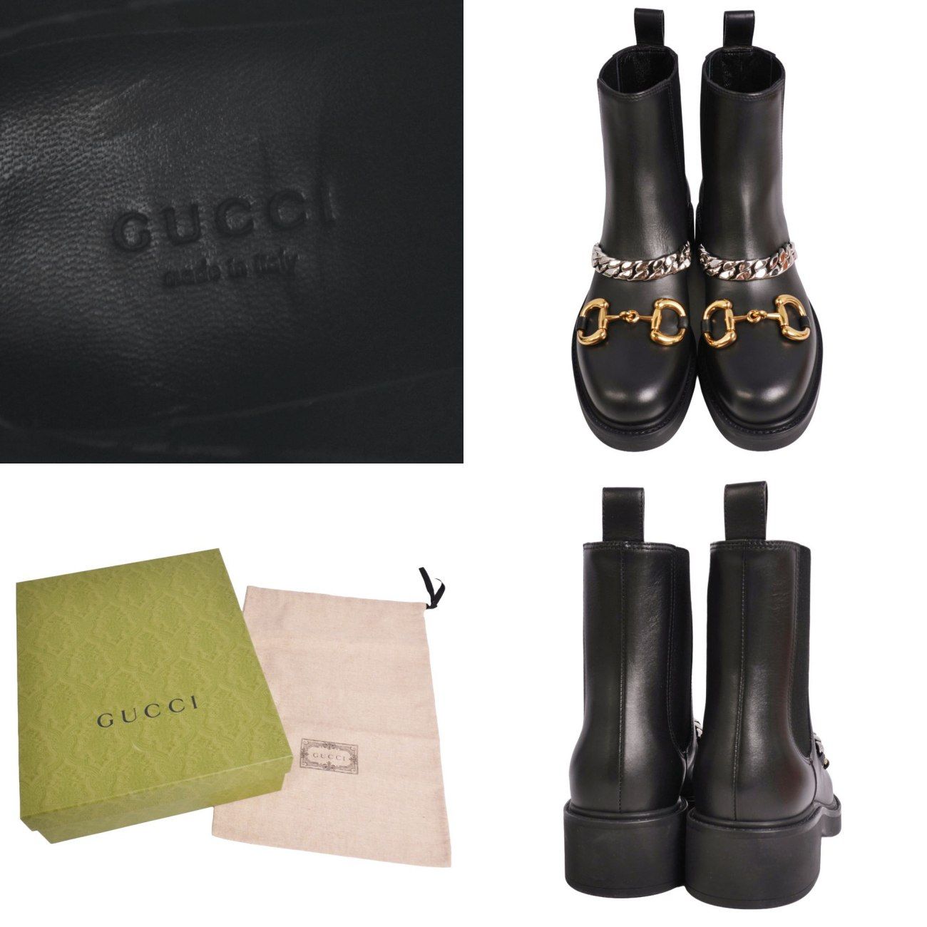 美品GUCCIグッチサイドゴアチェルシーブーツ茶7 1/2 未使用 グッチ GUCCI サイドゴアブーツ チェルシーブーツ ホースビット
