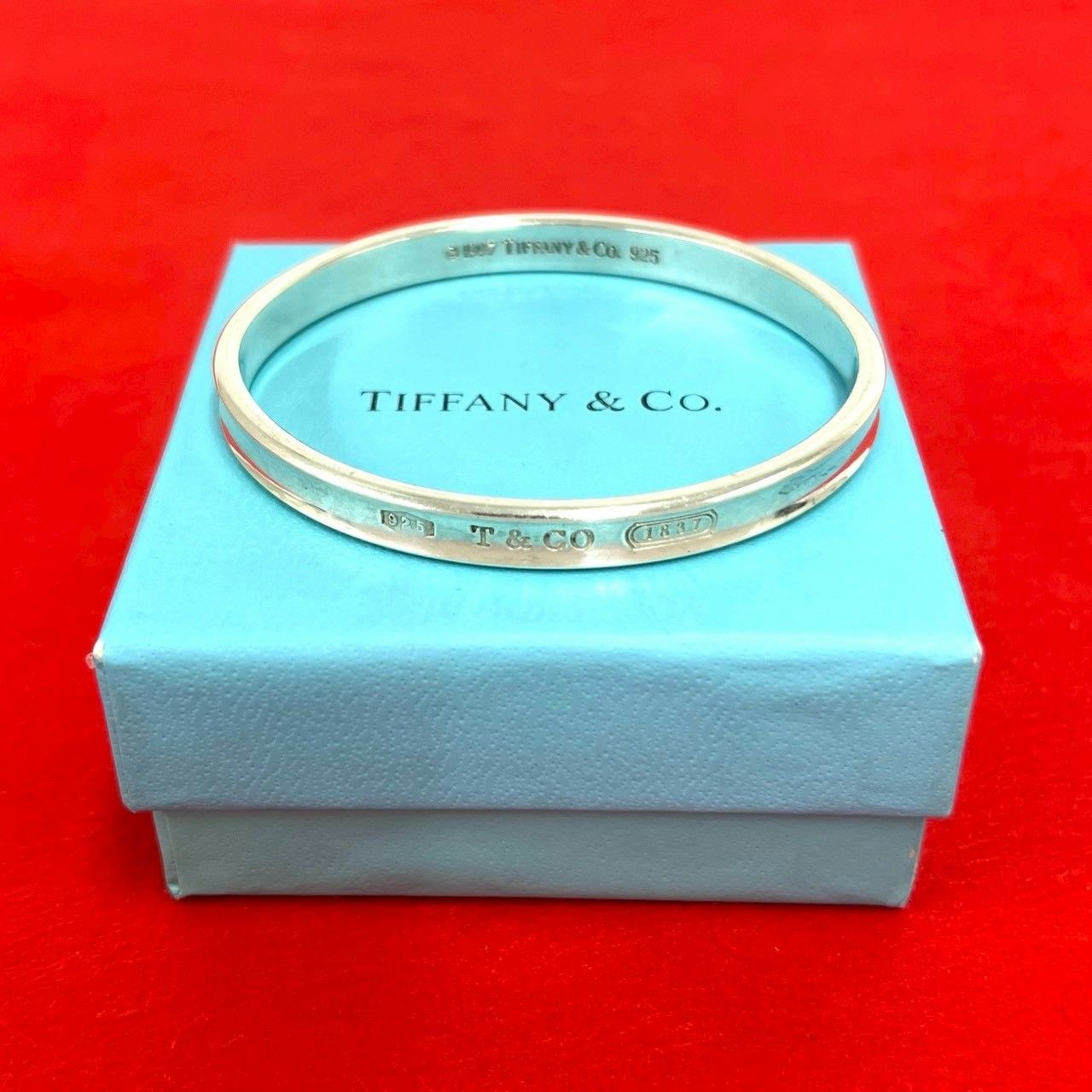 極 美品 TIFFANY&Co. ティファニー ナロー バングル シルバー925