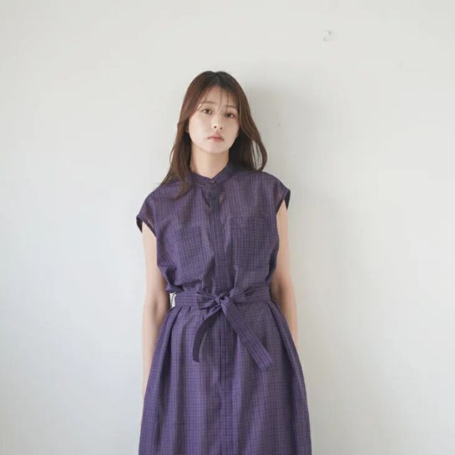 MANON (マノン) | SUMMER WOOL MIX NO SLEEVE ONE PIECE (purple) one size | レディース ワンピース ノースリーブ サマーウール ウールミックス ロングワンピース パープル ゆったり ナチュラル