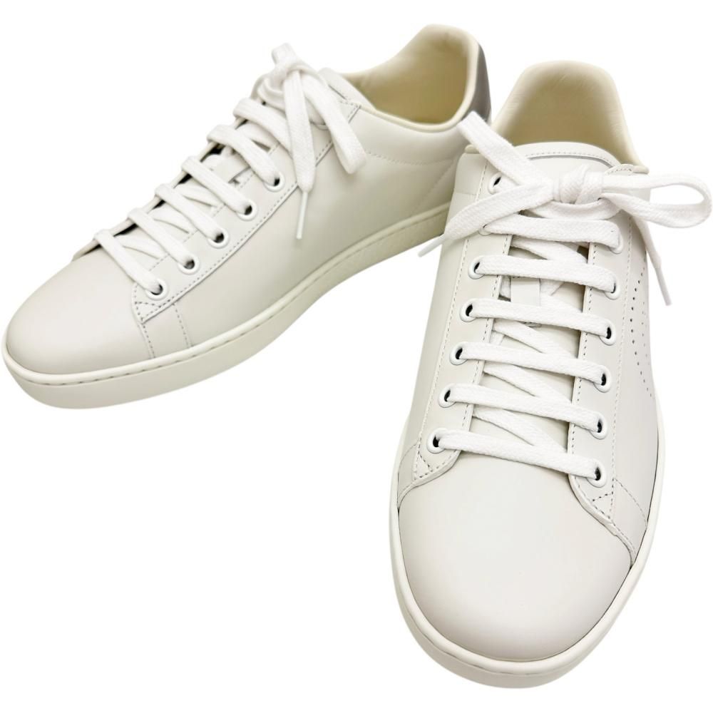 GUCCI ホワイトレザースニーカー GUCCI/グッチ】718758 38.5(24.5cm) スニーカー レザー ホワイト