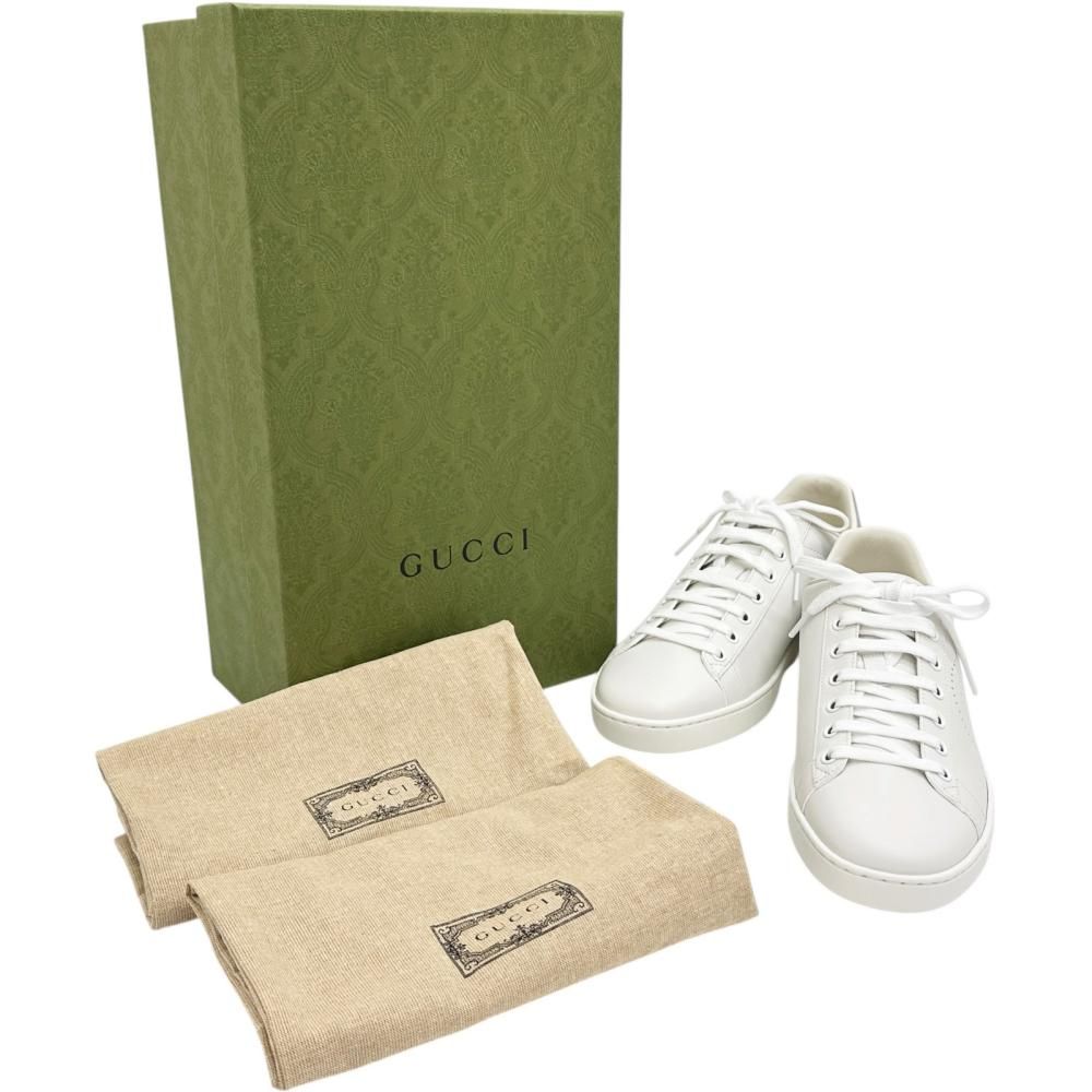 GUCCI ホワイトレザースニーカー GUCCI/グッチ】718758 38.5(24.5cm) スニーカー レザー ホワイト