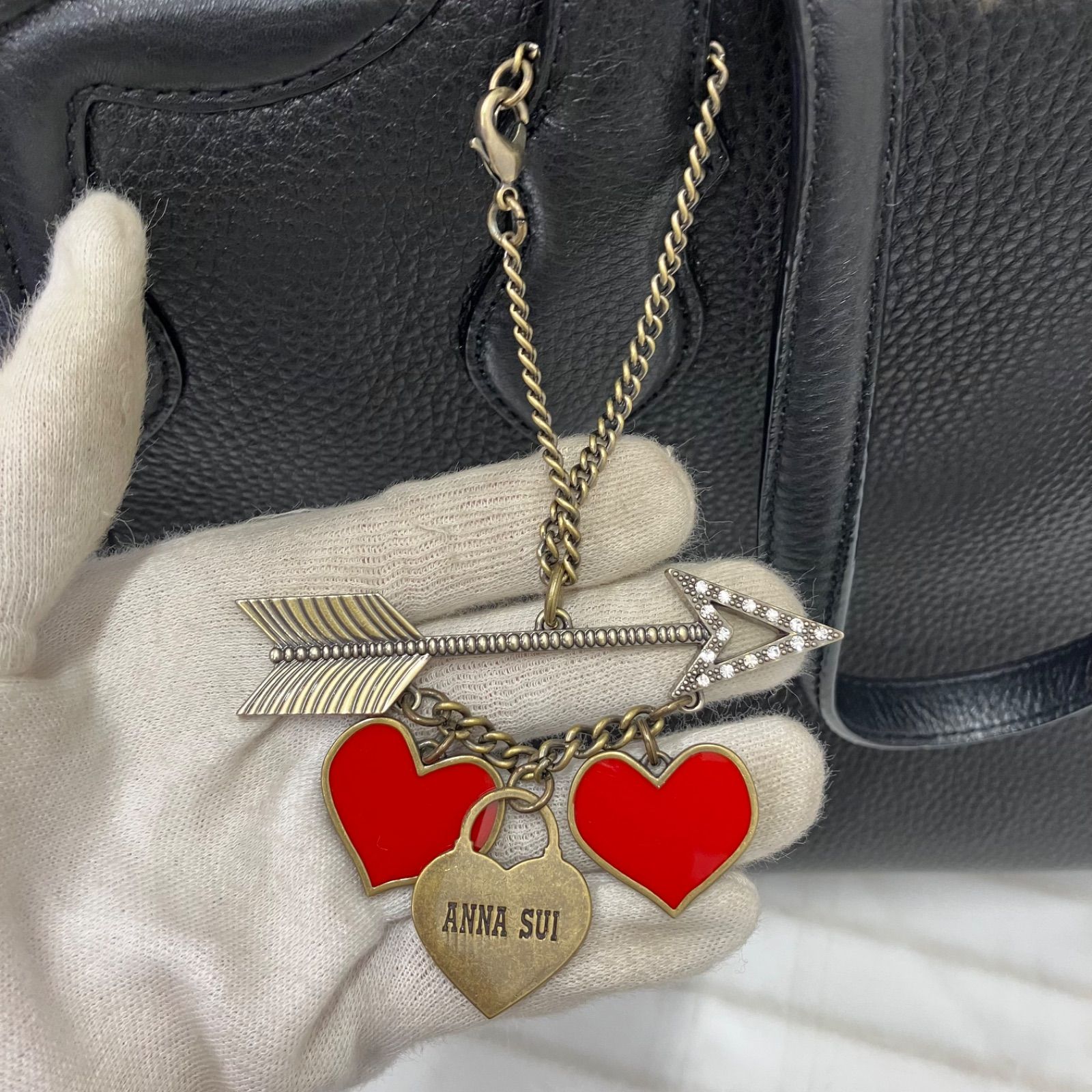 Y4012 ANNA SUI アナスイ トートバッグ ハンドバッグ ブラック 黒