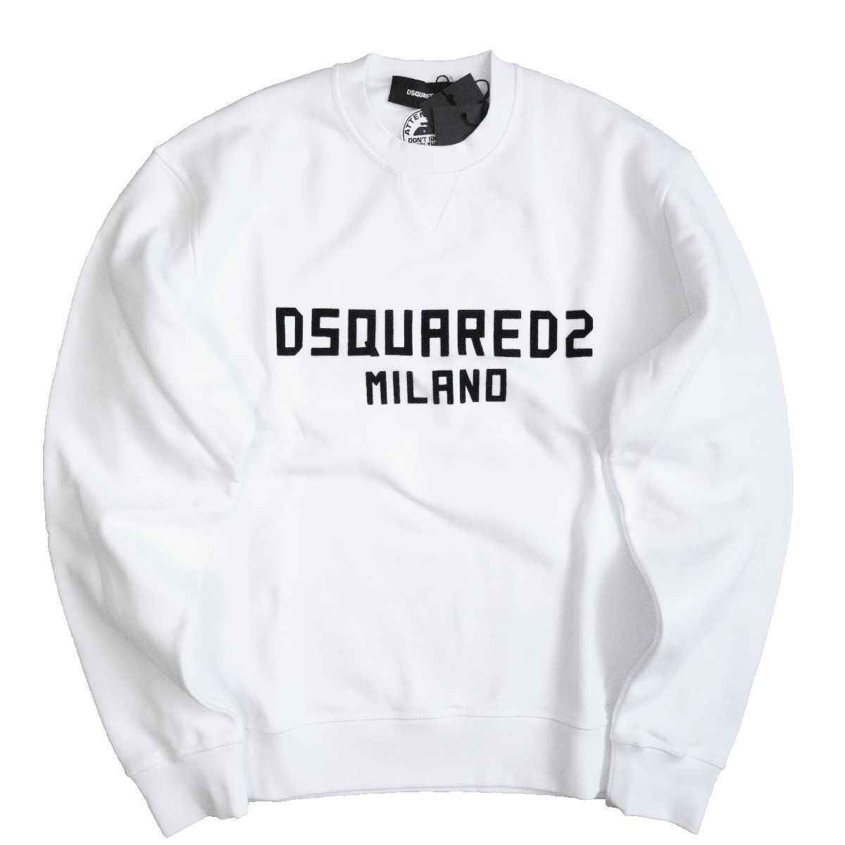 DSQUARED2 tシャツ M イタリー製 白 美品 DSQUARED2 赤プリントロゴ 白