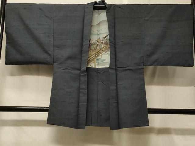 平和屋着物＃男性　羽織　紬地　鈍色　正絹　逸品　CABG8024in