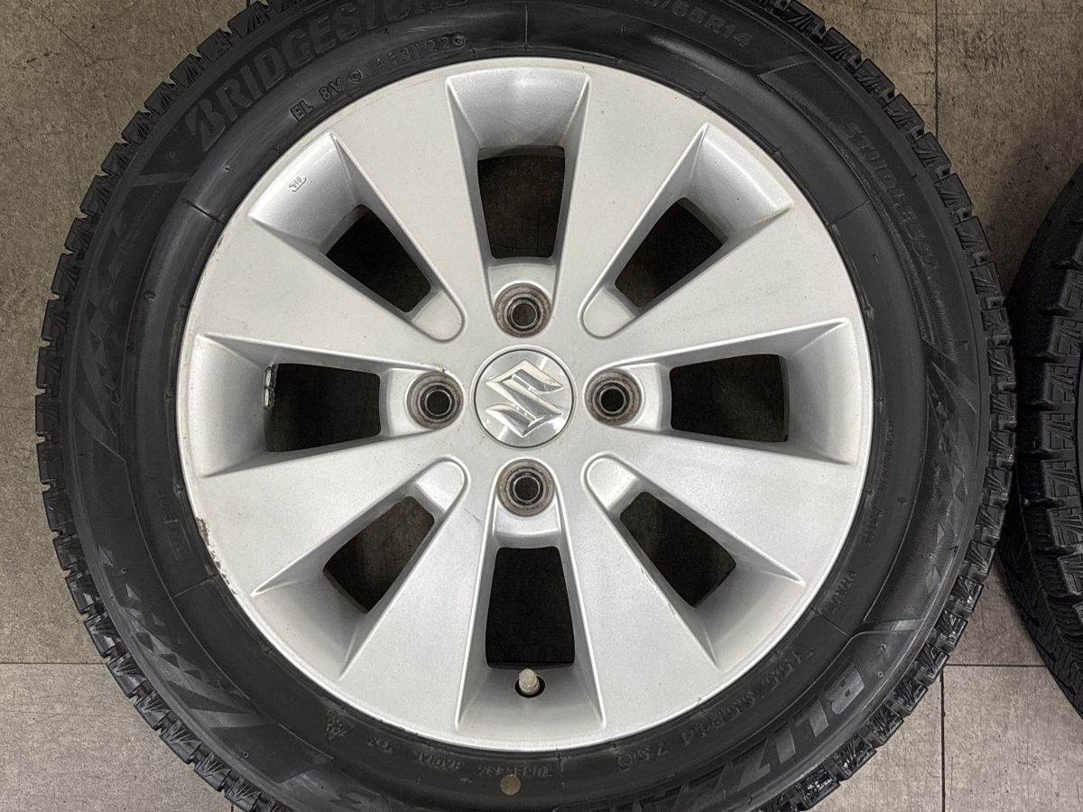 バリ溝 VRX3】スズキ ワゴンR 純正 14in 4.5J +45 PCD100 ブリヂストン