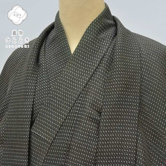 リサイクル着物 アンサンブル 男性 メンズ 着物 羽織 小紋 正絹 仕立て上がり 茶色系 特品★★★★ [ 着物 中古 帯 リサイクル 振袖 浴衣 袴 和服 古着 ] qq2245b