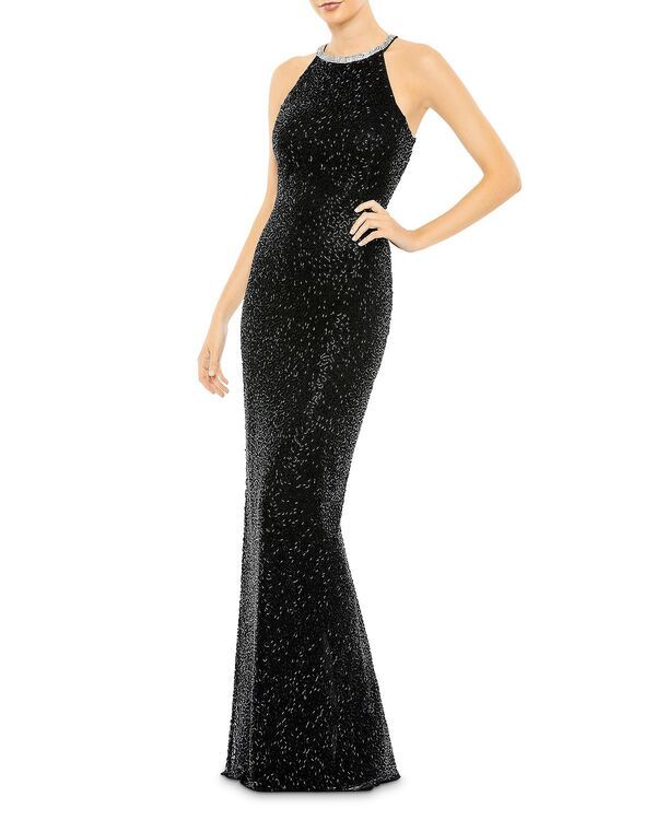 マックダガル レディース アンダーウェア ナイトウェア スパンコール ホルター Mac Duggal Halter Neck Sequin Gown Black ブラック